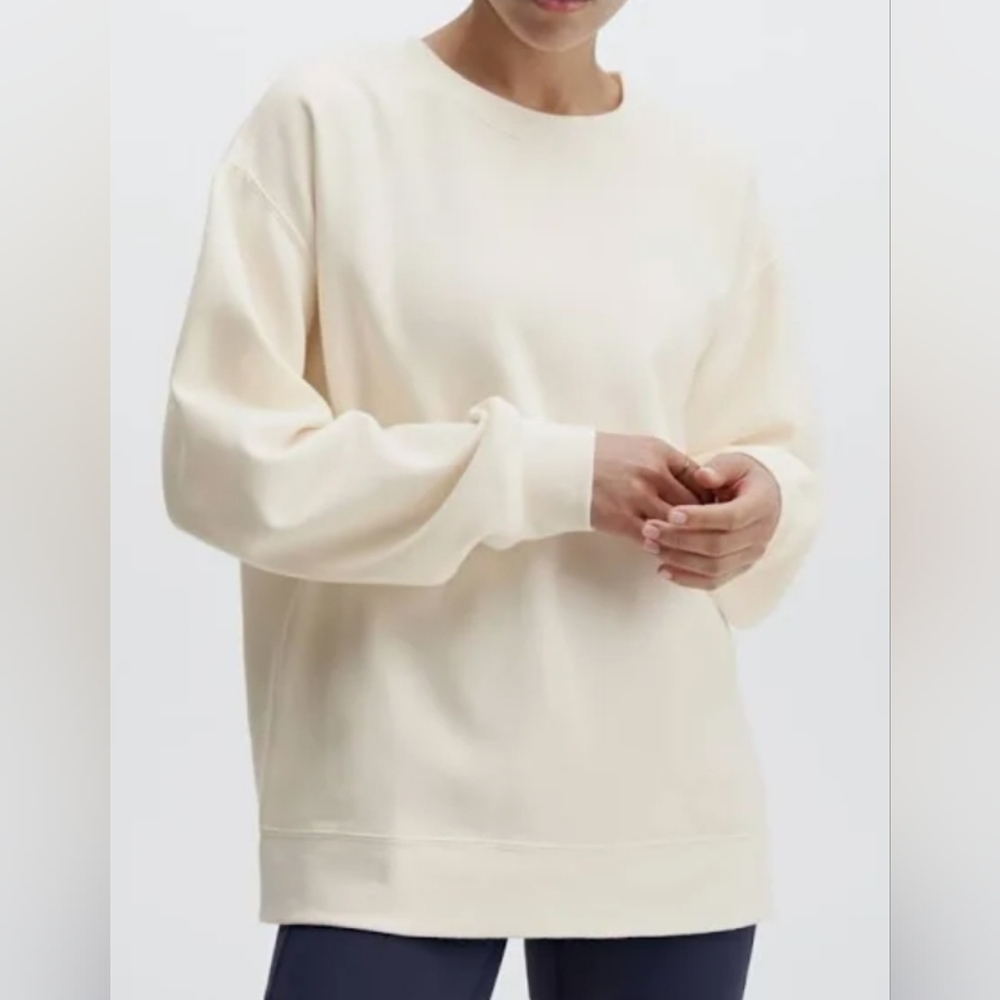 Fabletics Eco Go To Crew Neck Sweatshirt  Size 1X Cream